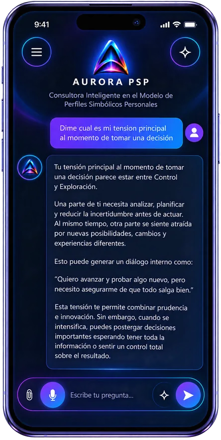 Aurora PSP conversando contigo en un teléfono